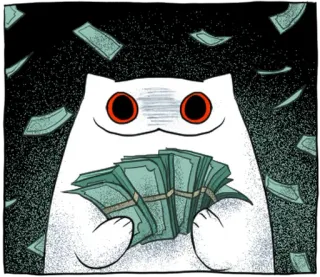 🐱 88af0129 gatto, soldi, ricchezza, avidità, cartone animato, contanti whatsapp sticker