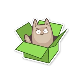 📦 d2e7130e кот, коробка, наклейка, животное, мультфильм, милый, питомец, смешной whatsapp sticker