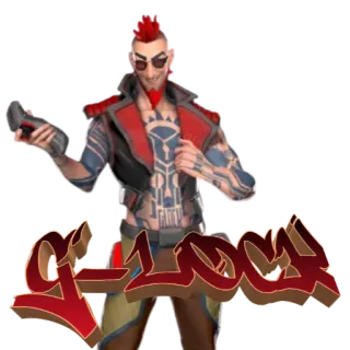 🤖 215945f5 Q-LOC Q-LOC, karakter, karakter game, rambut merah, cyberpunk whatsapp sticker