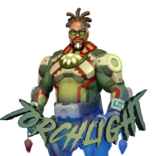 🤖 e7a2d688 torchlight Cahaya obor, Karakter, Video game, Sci-fi, Hijau, Futuristik whatsapp sticker