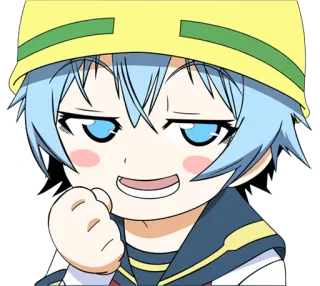 👷 39dc9c3b 애니메이션, 만화, 캐릭터, 귀여운, 사람, 노란색, 파란색 telegram sticker