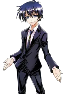 😏 ddebb16f 애니메이션, 만화, 캐릭터, 정장, 넥타이, 남성 telegram sticker