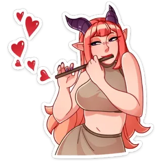 ❤️ 2cbe4659 Fantasy, Diavolo, Succubo, Demone, Musica, Flauto, Amore, Cuori whatsapp sticker