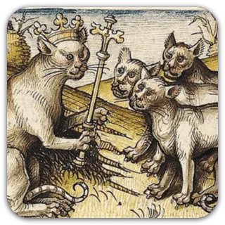 👑 5f221c84 gatto, re, corona, medievale, bastone, animale, illustrazione, antropomorfo telegram sticker