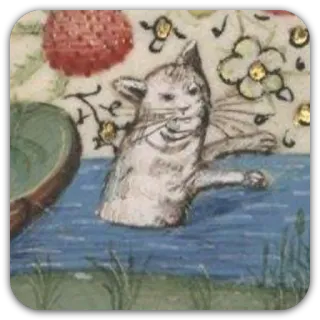 😑 f3f01481 gatto, medievale, arte, divertente, animale, illustrazione telegram sticker