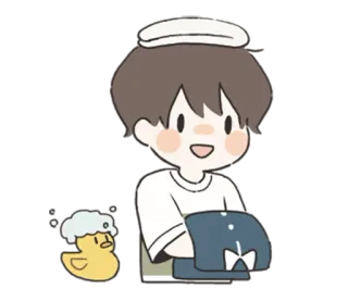 🌟 825d1485 卡通, 角色, 可爱, 鸭子, 男孩, 卡哇伊 whatsapp sticker