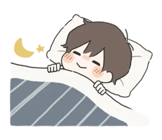 🌟 be19c540 睡觉, 睡眠, 晚安, 床, 枕头, 卡通, 可爱 whatsapp sticker