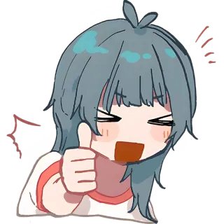 👍 1779e0e3 Anime, Meisje, Duim omhoog, Enthousiast, Blij, Cartoon telegram sticker