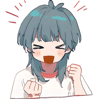 ✊ e8e93c61 anime, manga, blij, enthousiast, juichend, emotioneel telegram sticker