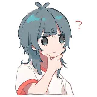 🤔 1bcc122c Anime, Desenho animado, Ponto de interrogação, Pensando, Fofo, Personagem telegram sticker