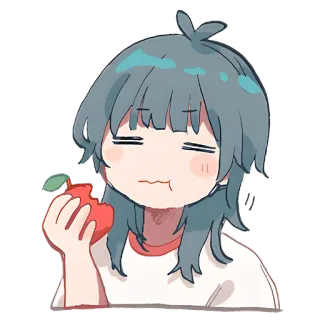 🤤 3732c9fb Anime, Garota, Comendo, Maçã, Desenho animado, Fofo telegram sticker