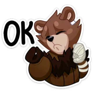 👌 adfac4fd OK ours, ok, dessin animé, autocollant telegram sticker