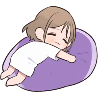 🫠 9ec111dd Anime, Dễ thương, Ngủ, Chibi, Hoạt hình, Thư giãn, Nghỉ ngơi, Gối telegram sticker