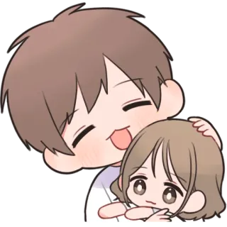 ☺️ 5347537c pasangan, berpelukan, kasih sayang, cinta, chibi, kartun, anime telegram sticker