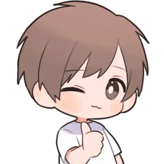 👍 c85c5a64 anime, kartun, anak laki-laki, kedip, jempol ke atas, imut, stiker telegram sticker