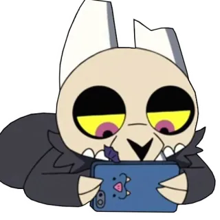 😒 4cf0c861 King Clawthorne The Owl House Кинг Коготьорн, Дом Совы, мультфильм, демон, лежа, телефон, стикер telegram sticker