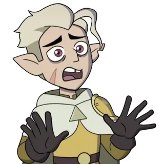 😨 1388ba1a Hunter The Owl House Kartun, Ketakutan, Karakter, Jubah, Sihir, Sedih, Menyerah telegram sticker