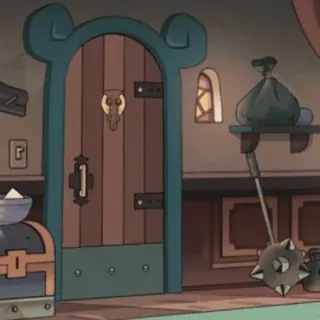 🤓 732887b9 pintu, interior, tengkorak, kayu, kartun, fantasi, gada telegram sticker