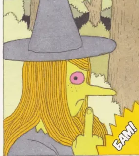 🖕 061cf696 БАМ! phù thủy, ngón giữa, xúc phạm, hoạt hình, ma thuật, rừng telegram sticker