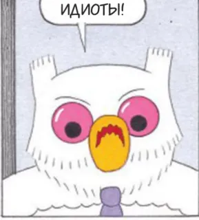 😡 b7cf4477 ИДИОТЫ! cú mèo, hoạt hình, chim, ngu ngốc, nga, truyện tranh telegram sticker