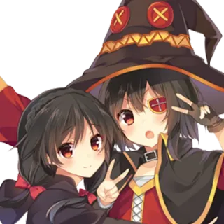 👭 24a4acf0 Megumin animé, fille, paix, dessin animé telegram sticker
