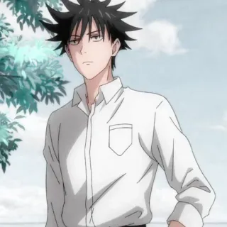 🐺 e9859762 Megumi Fushiguro Jujutsu Kaisen อนิเมะ, มหาเวทย์ผนึกมาร, เมงุมิ ฟุชิกุโระ, ตัวละคร, เด็กผู้ชาย, เสื้อขาว telegram sticker