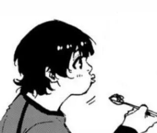 😗 d626aac5 anime, manga, eating, chopsticks, child whatsapp sticker