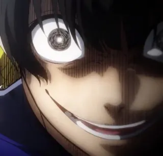 😈 e74df999 anime, manga, crazy, smile, blue lock whatsapp sticker