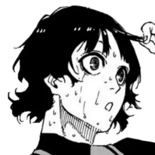 😮 f7671337 anime, sweat, black hair, male, character, shocked whatsapp sticker