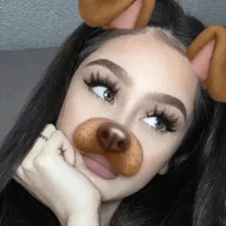 🙄 6aac1751 anjing, telinga, filter, selfie, wanita, gadis telegram sticker