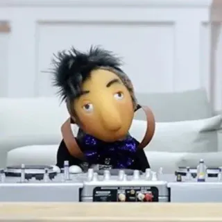 🖱 ead73a76 Puppe, DJ, Musik, Unterhaltung, lustig, Kopfhörer whatsapp sticker