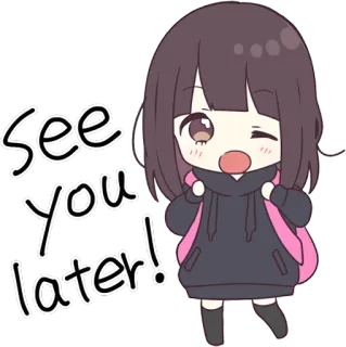 👋 0a29182e See you later! anime, chibi, cute, girl, goodbye, greeting, backpack telegram sticker