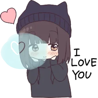 😘 1092322d I LOVE YOU love, anime, cute, heart, kawaii, girl telegram sticker