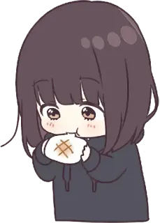 😋 25012461 anime, chibi, cute, girl, eating telegram sticker