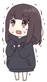 😦 2ee286b7 anime, cartoon, cute, girl, nervous, sweat, worried telegram sticker