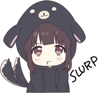 🤤 4c22185a SLURP anime, cute, slurp, chibi, cartoon, animal hoodie telegram sticker