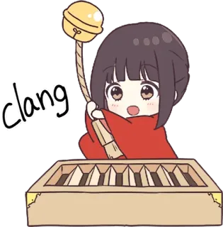 ⛩ 6a4464b1 clang anime, cartoon, cute, girl, bell telegram sticker