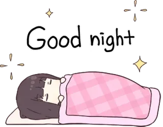 😴 78c4eff1 Good night good night, sleeping, stars, cute, cartoon, bed, blanket telegram sticker