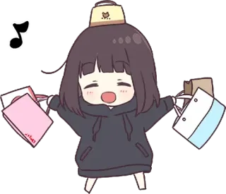 😄 873c21c8 anime, girl, shopping, kawaii, cute, happy telegram sticker