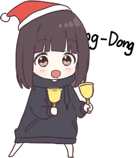 🔔 9dc162c4 Ding-Dong christmas, santa hat, ding-dong, anime, bells, cartoon telegram sticker