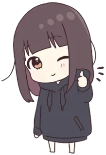 👍 ca964683 anime, cartoon, girl, kawaii, cute, thumbs up, happy telegram sticker