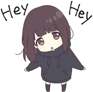 😗 cf979ed2 Hey Hey anime, chibi, cute, girl, greeting, hey telegram sticker