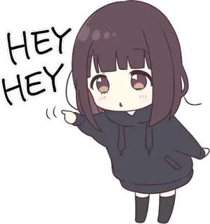 😯 d1004e00 HEY HEY anime girl, hey hey, cute, animated telegram sticker