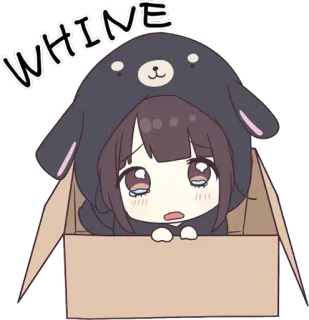 😢 d8a2a8ce WHINE whining, sad, cute, anime, bear, box, crying telegram sticker