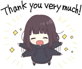 😘 e08f93c5 Thank you very much! thank you, anime, girl, sparkle, cute, gratitude telegram sticker