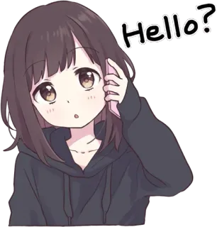 😯 6944e142 Hello? อนิเมะ, ผู้หญิง, สวัสดี, โทรศัพท์, การ์ตูน telegram sticker
