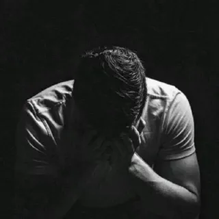 😔 0c0a8389 sadness, depression, grief, man, mental health, despair, anxiety telegram sticker