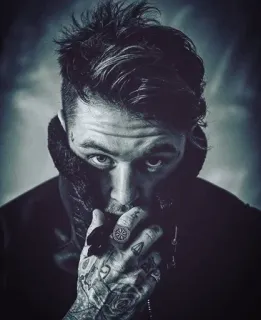 🚬 335b0bdf man, tattoo, portrait, style, male, fashion telegram sticker