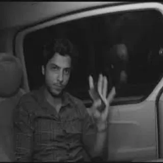 ✋ 3eae4724 middle finger, offensive gesture, man, black and white, car, window telegram sticker