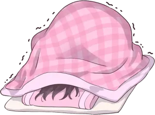 😞 73bd7510 manta, adormilado, lindo, estilo anime, kawaii, cama, rosa whatsapp sticker